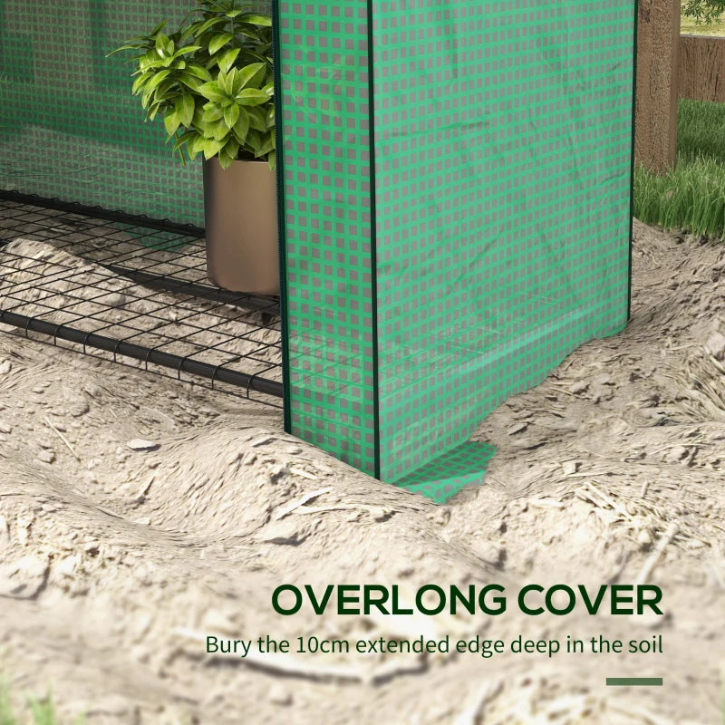 Portable Green 4-Tier Mini Greenhouse with Roll-Up Door, 170x120x50cm