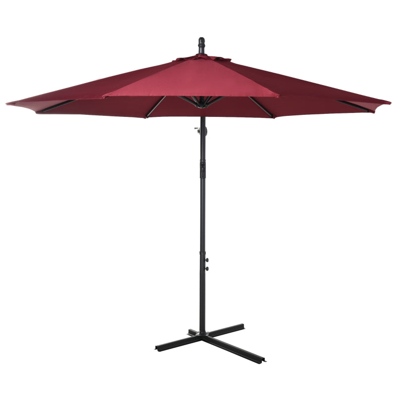 Steel Cantilever Hanging Umbrella Parasol - Dark Green 3M Patio - Wine Red