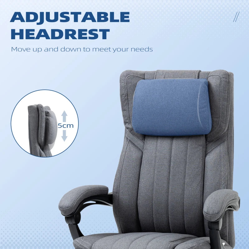 High Back Executive Office Chair with Adjustable Headrest Footrest and Reclining Back in Dark Grey