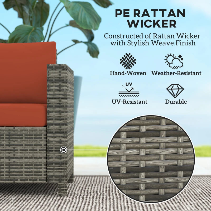 Stylish Rattan 2 Seater Sofa with Soft Cushions for Outdoor Patio Furniture Grey