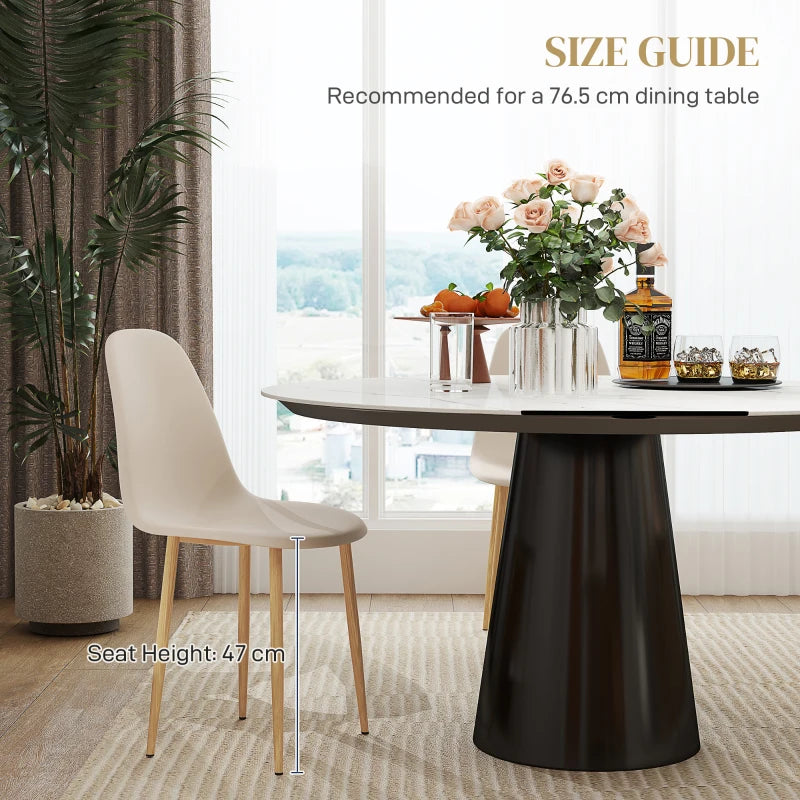 Modern Khaki Dining Chairs Set of 4 - Stylish Kitchen Chairs with Backrest & Steel Legs for Dining Room & Living Room