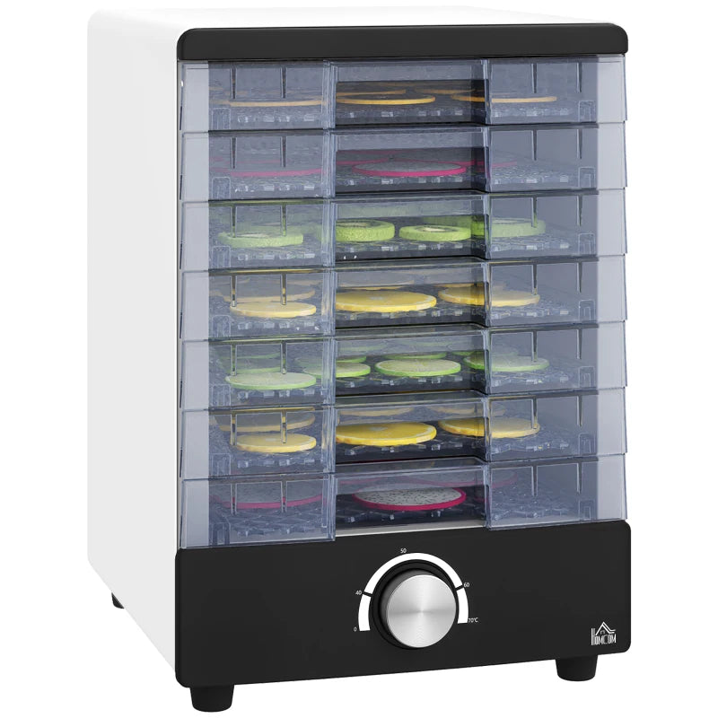 Premium Seven Tray Food Dehydrator - Adjustable 40-70°C Temperature Control - Compact White Design for Healthy Snacks