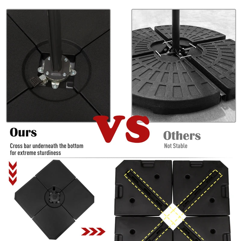 Black Cantilever Parasol Base Stand Weights, Set of 4, Up to 120kg