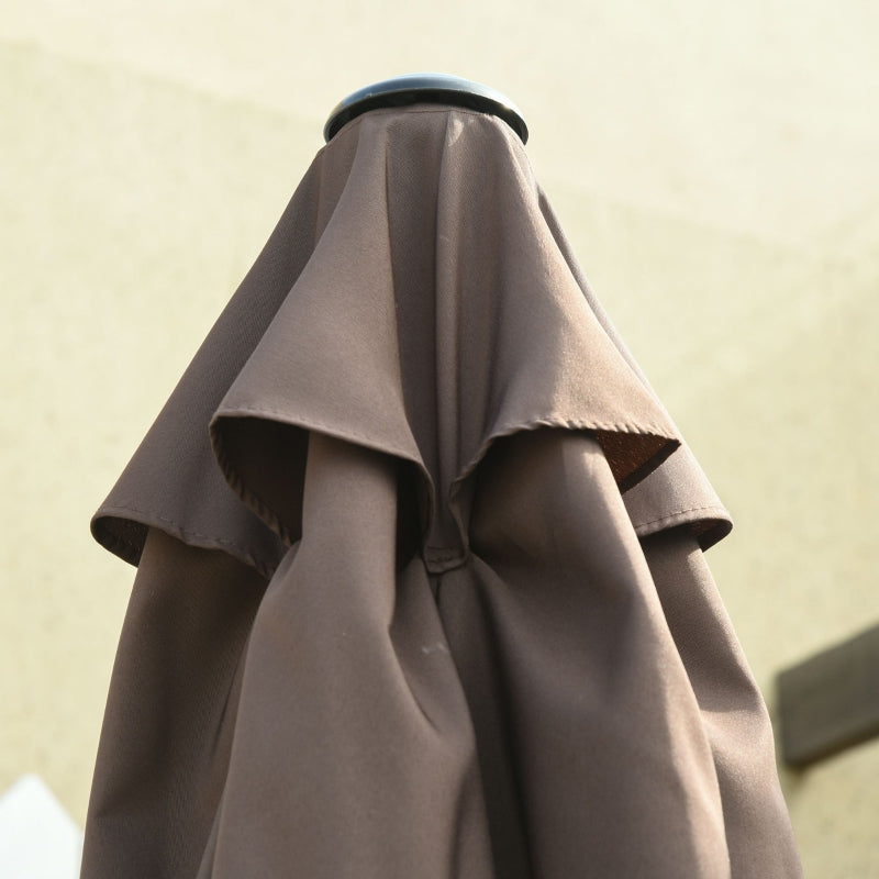 Aluminium Frame Coffee Garden Parasol Umbrella - 2.6M Tilt & Crank Sunshade