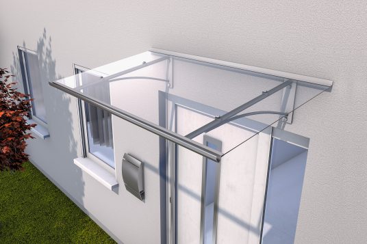Gutta PT/GR Shield Door Canopy 160 x 90cm – Clear 4mm Acrylic Roof, Aluminium Frame, Snow-Load Tested