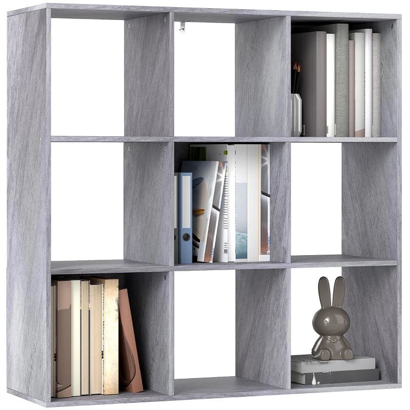 Stylish Nine-Cube Storage Shelf in Marble Grey - Versatile Organizer for Home, Office, and Kids' Rooms