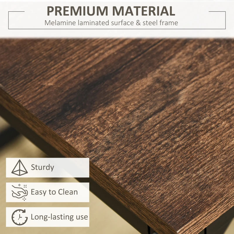 5-Piece Rustic Brown Breakfast Bar Table Set with 4 Stools - Space-Saving Kitchen Dining Furniture for Small Spaces