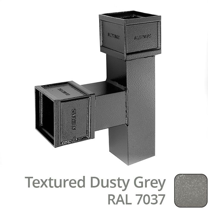 Alumasc 75 x 75mm (3"x3") Cast Aluminium 90 Degree Branch without Ears - Textured 7037 Dusty Grey