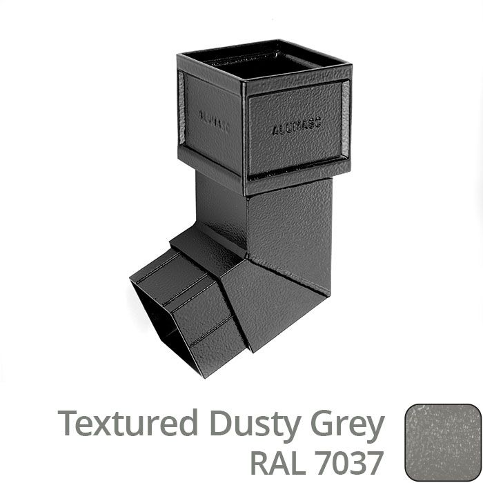 Alumasc 75 x 75mm (3"x3") Cast Aluminium Downpipe 112 Degree Bend without Ears - Textured 7037 Dusty Grey