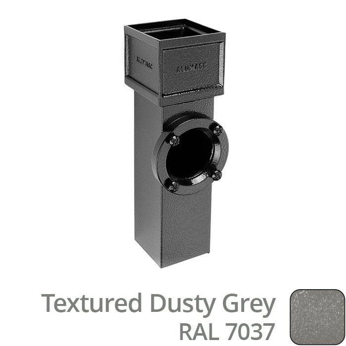 Alumasc 100 x 75mm (4"x3") Cast Aluminium Downpipe Access Pipe with Cast Ears - Textured 7037 Dusty Grey