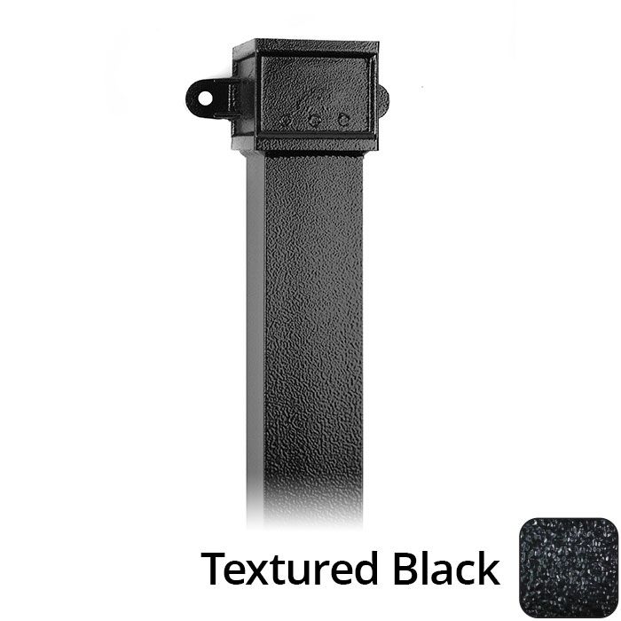 100 x 100mm (4"x4") x 3m Cast Aluminium Downpipe with Eared Socket - Textured Black