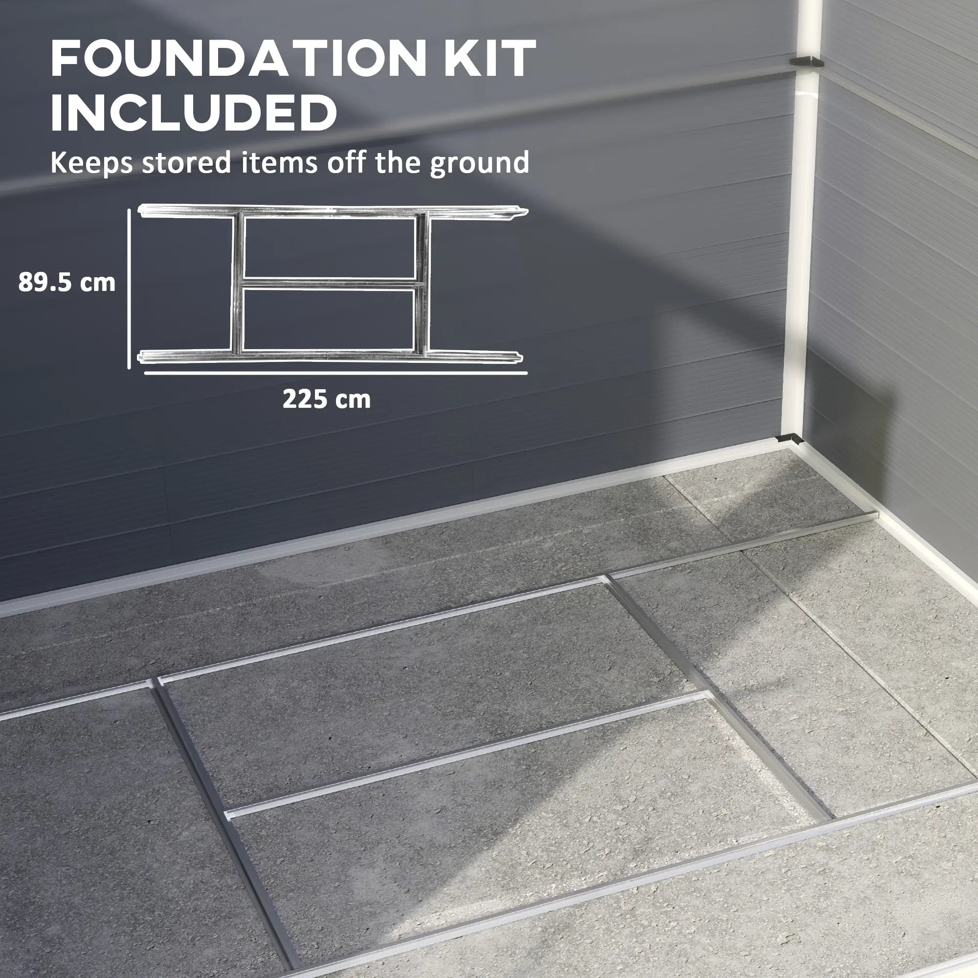7.9ft x 6.2ft Aluminium Frame and Plastic Wall Shed With Foundation