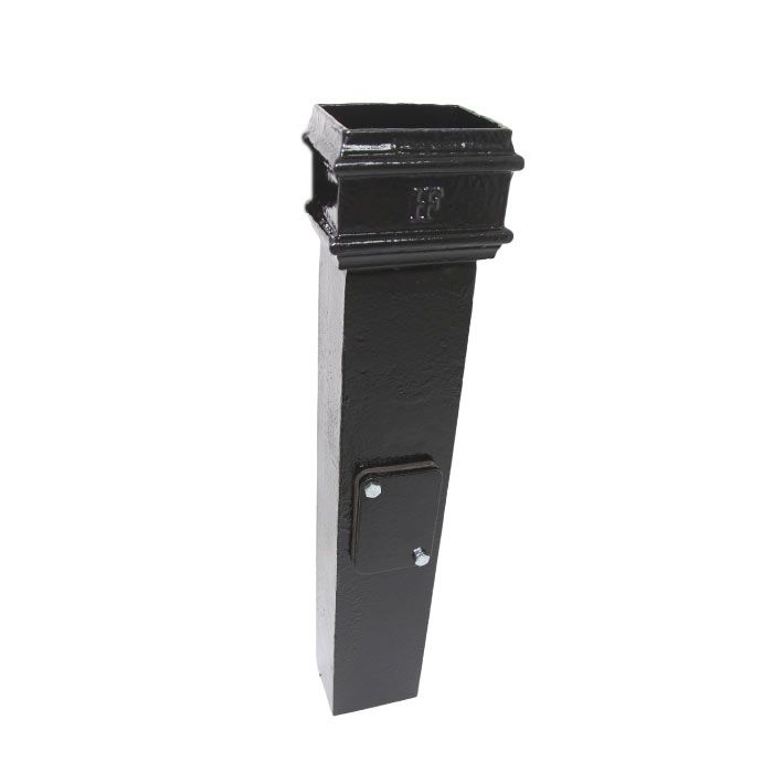 Hargreaves Cast Iron 75x75mm Plain Square Access Pipe - Painted Black