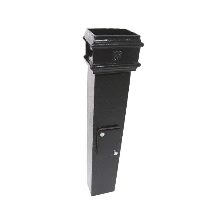 Hargreaves Cast Iron 100x100mm Plain Square Access Pipe - Painted Black