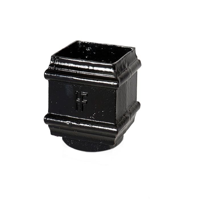 Hargreaves Cast Iron 75x75mm Square to 75mm Round Connector - Painted Black