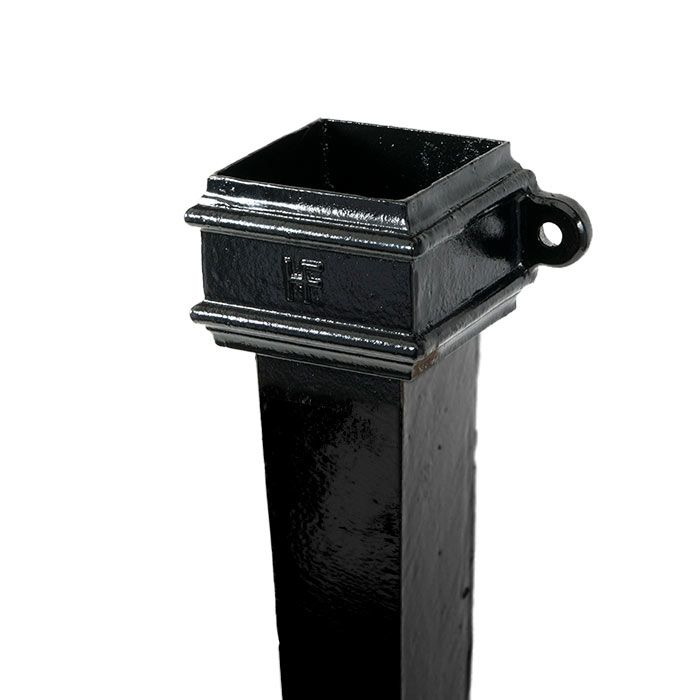 Hargreaves Cast Iron 75x75mm Eared Square Pipe 610mm - Painted Black