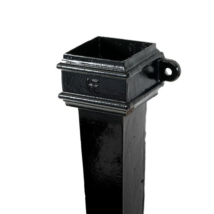 Hargreaves Cast Iron 75x75mm Eared Square Pipe 1829mm - Painted Black