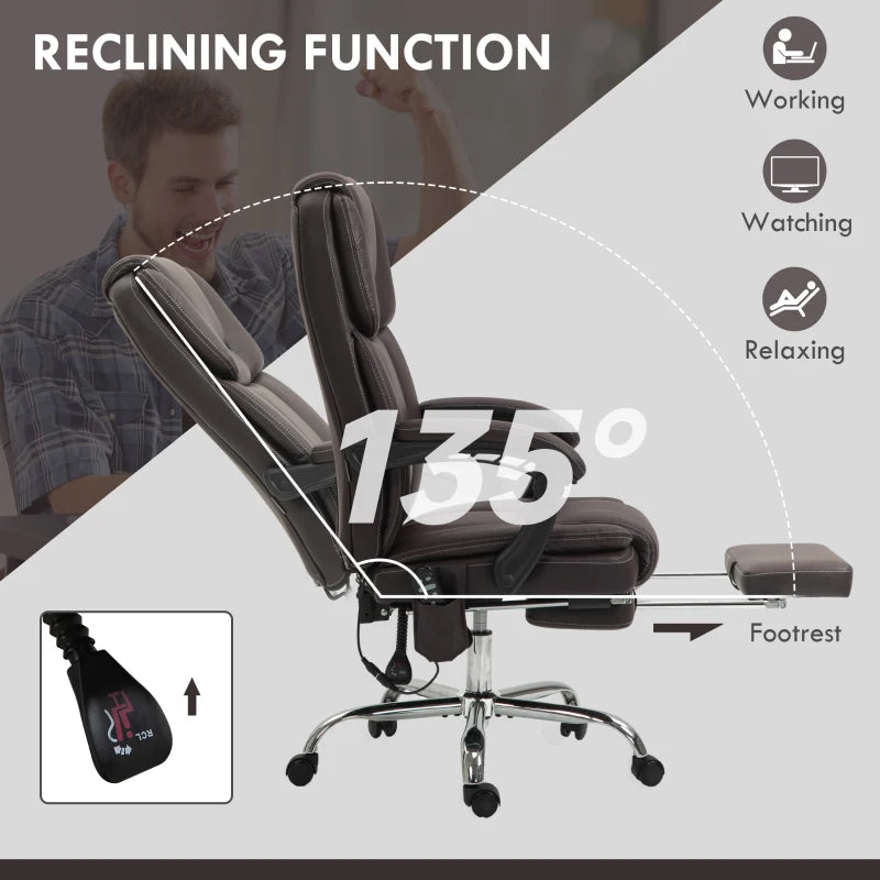 Vinsetto Dark Brown Six Point Vibrating Massage Office Chair - Ergonomic Comfort for Home & Office Use
