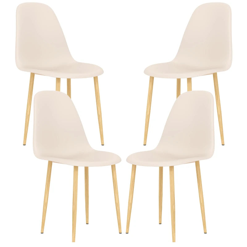 Modern Khaki Dining Chairs Set of 4 - Stylish Kitchen Chairs with Backrest & Steel Legs for Dining Room & Living Room