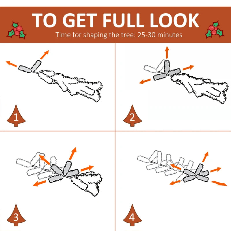 6FT Snow Dipped Christmas Pencil Tree with Red Berries & Pinecones - Foldable Holiday Decoration for Home Parties