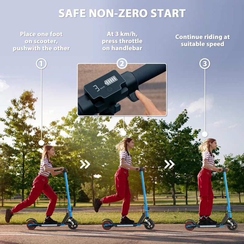 Folding Electric Scooter for Kids with Dual Brakes Front Suspension and LED Lights Blue