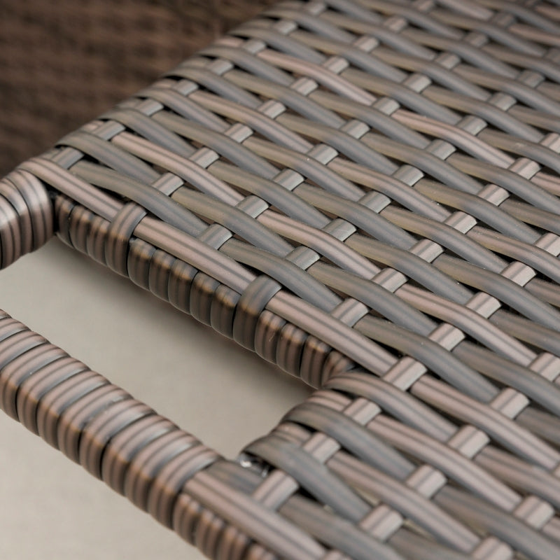 Double Rattan Sun Lounger Recliner Day Bed - Cream