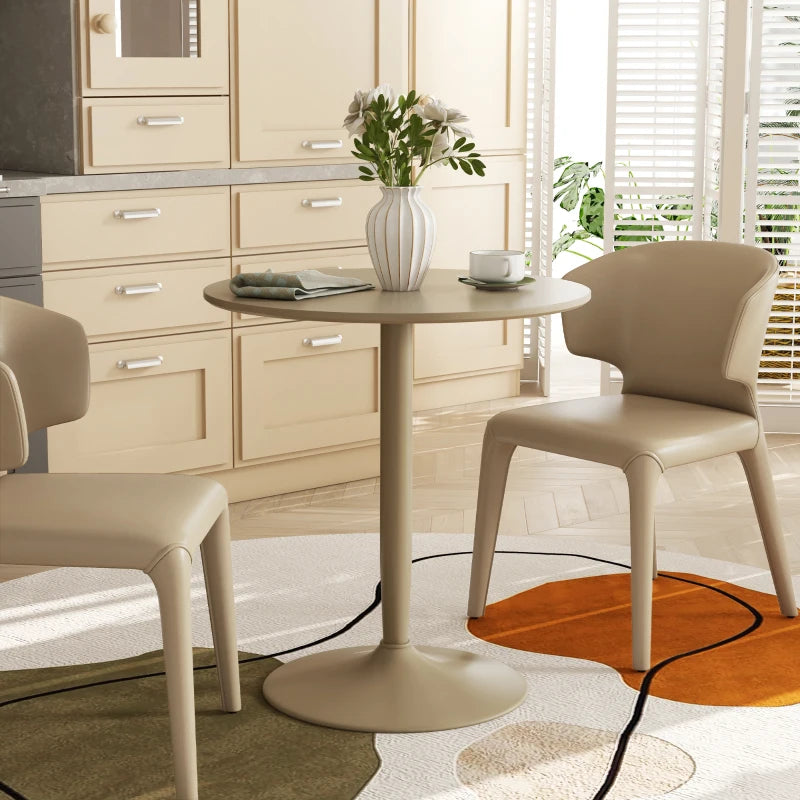 Minimalistic 75H x Φ70cm Light Brown Two-Person Dining Table - Modern Design for Small Spaces