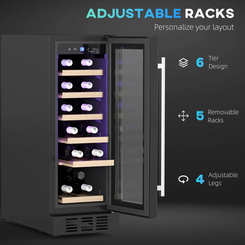 19-Bottle Wooden Wine Rack Fridge - Black, 5-18 Temperature Control, Perfect for Home Wine Storage & Display