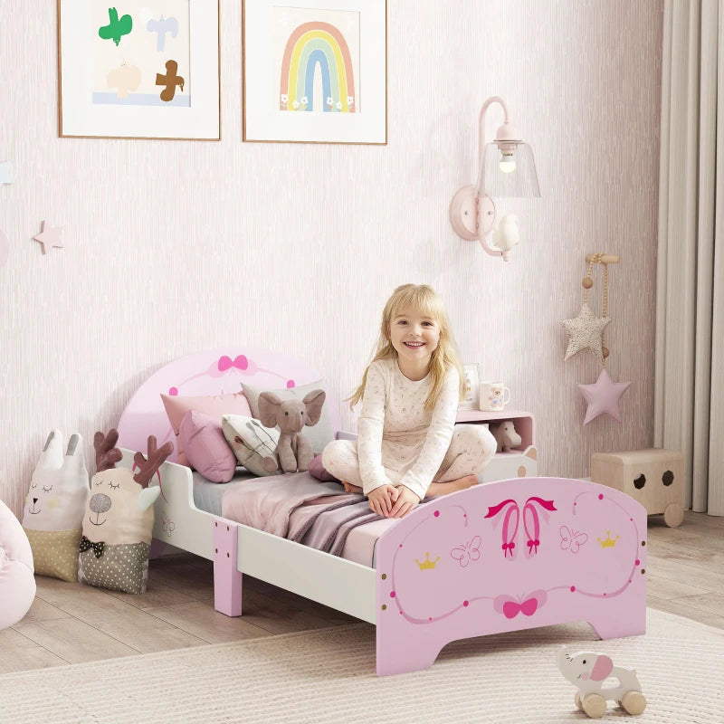 Ballet Theme Toddler Bed Frame with Safety Rails - Pink, Perfect for Ages 3-6, Stylish & Safe Sleep Solution