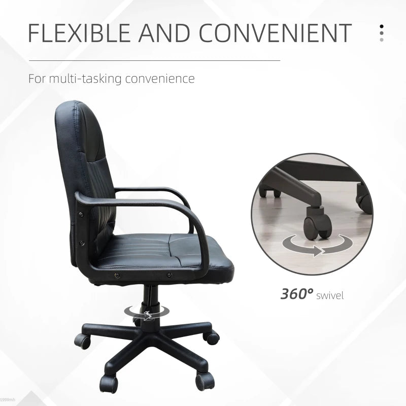 Swivel Executive Office Chair PU Leather Computer Desk Chair Adjustable Height with Wheels Black