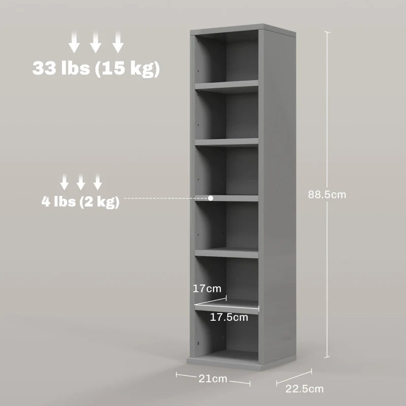Set of 2 High Gloss Grey CD Storage Units - Stylish and Space-Saving Organizer for 102 CDs