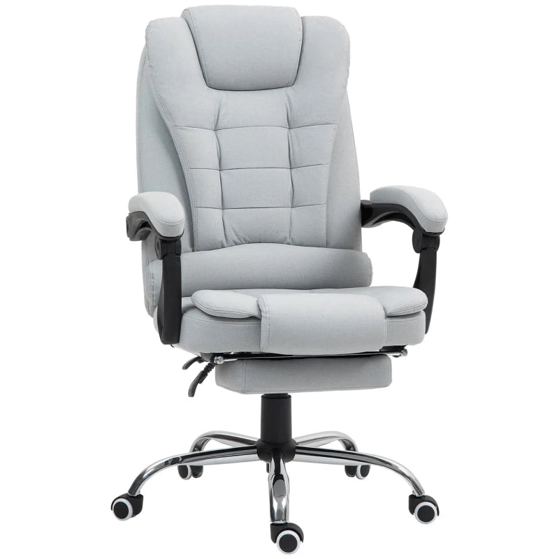 Light Grey Linen-Look Adjustable Office Chair - Ergonomic Design for Home & Office, Stylish Comfort, Perfect for Workspaces