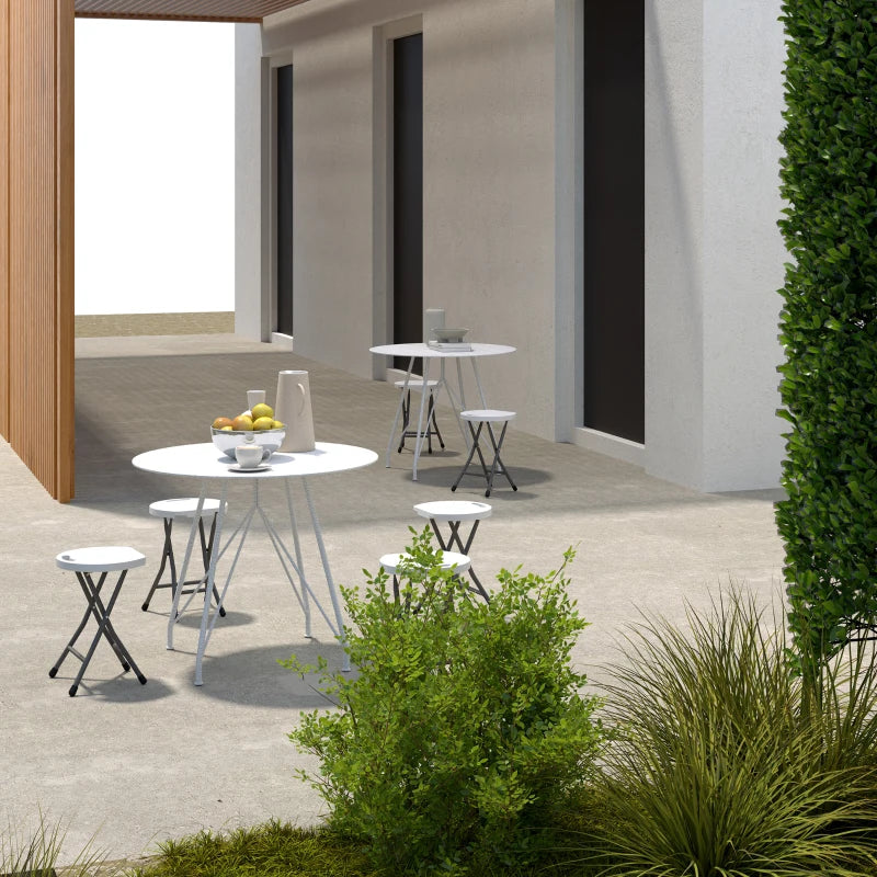 Set of Four White Folding Carry Stools - Compact and Lightweight Design