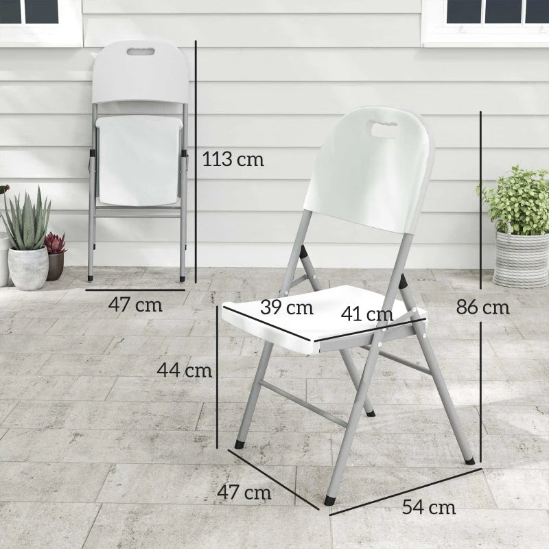 Set of Two White Foldable Outdoor Chairs - Compact Size for Easy Storage