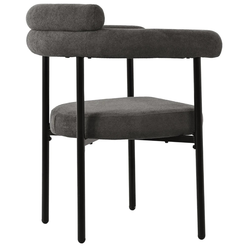 Set of 2 Modern Ergonomic Dining Chairs - High-Density Sponge, Sturdy Iron Frame, Faux Suede, Gray - 70L x 62W x 85H cm