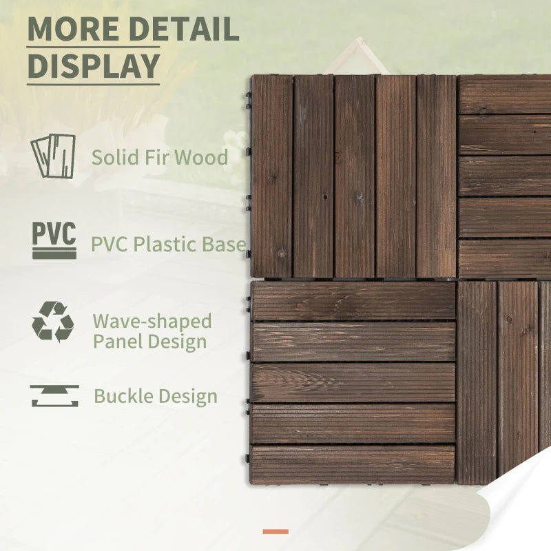 x27 Pack of 30 x 30 cm Solid Wood Decking Tiles - Interlocking