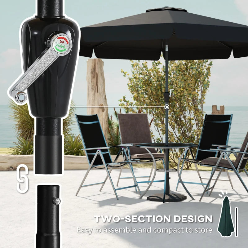 Black 2.7m Patio Table Umbrella with Tilt and Crank