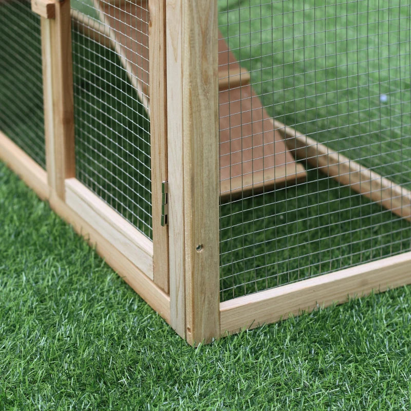 Large Outdoor Wooden Rabbit Hutch with Run - 2 Storey Guinea Pig House, 210 x 45.5 x 84.5 cm