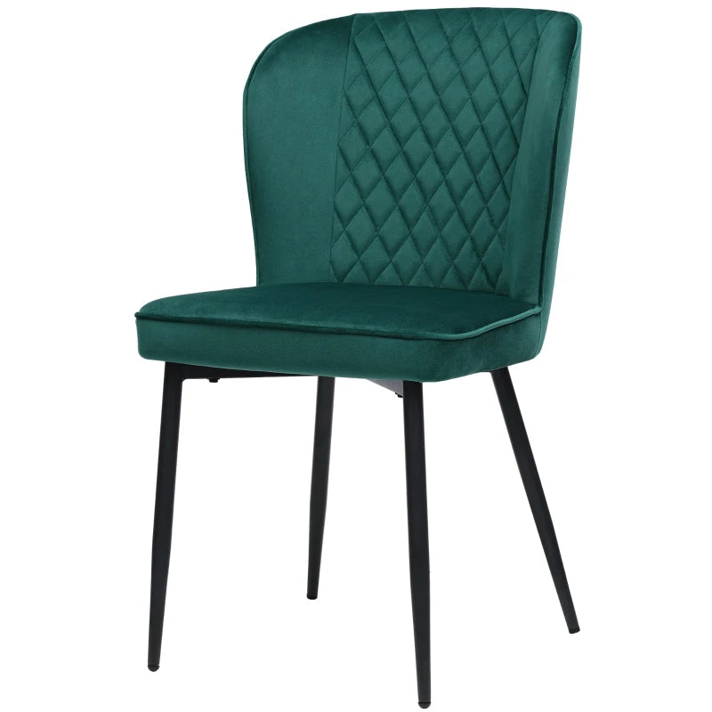 Set of 2 Modern Velvet Wingback Chairs with Metal Legs - Stylish Accent Chairs for Dining Room & Living Room, Green