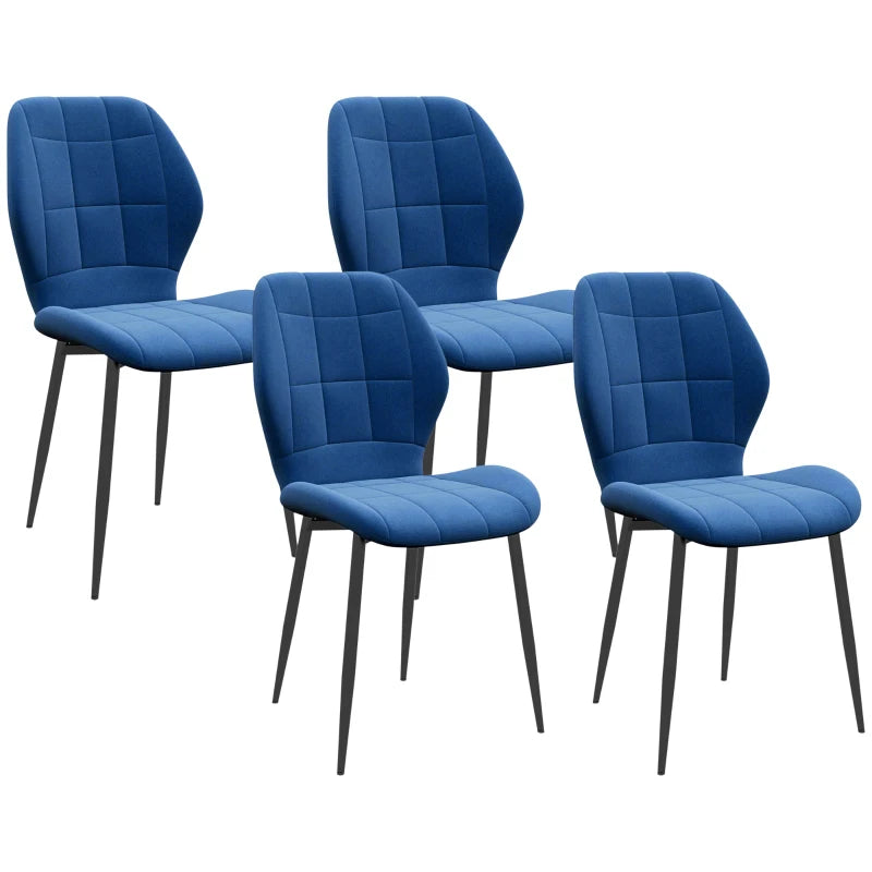 Set of 4 Dark Blue Velvet Tub Dining Chairs - Stylish Relaxed Design for Modern Home Decor
