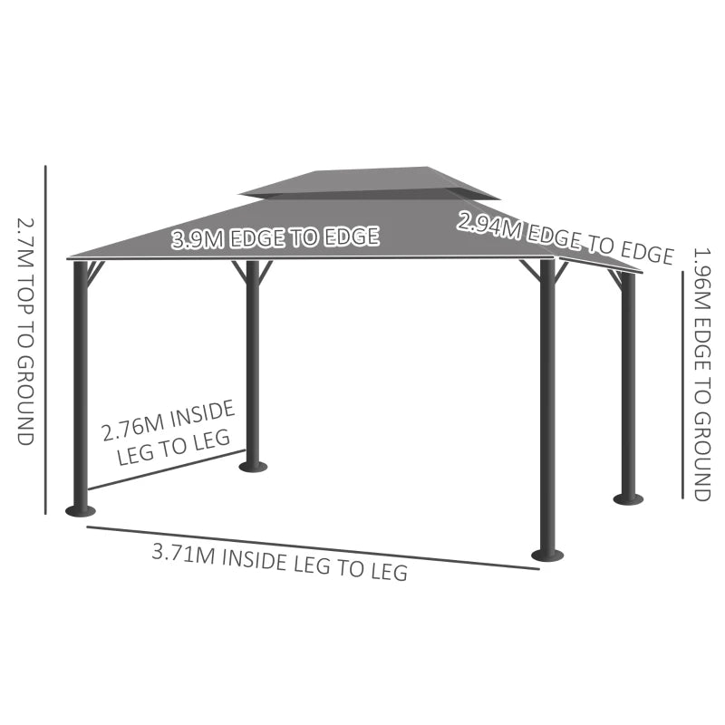 3 x 4m Light Grey Aluminium Garden Gazebo Canopy Shelter Pavilion Tent with Nets and Curtains for Outdoor Parties