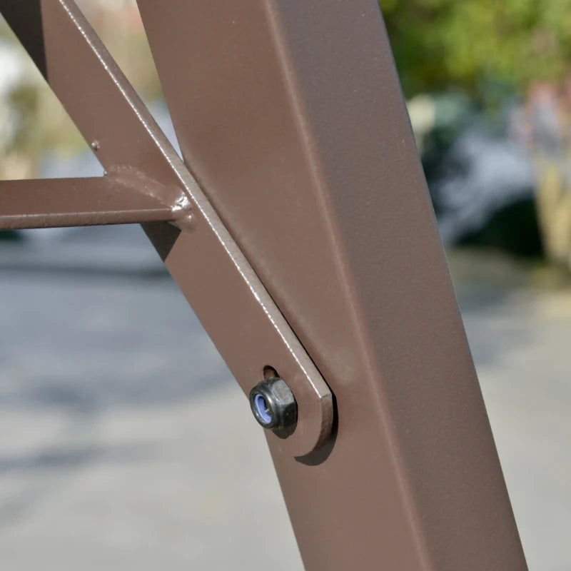 Brown 2 Seater Garden Swing Chair With Metal Frame