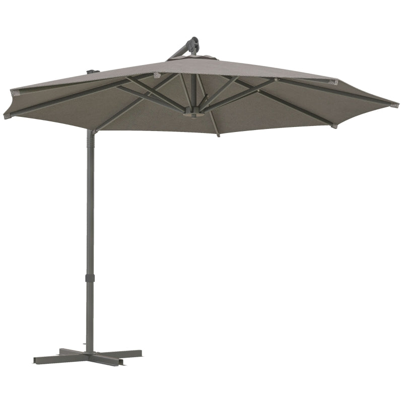 Dark Grey 3m Overhanging Parasol with 360° Rotating Movement