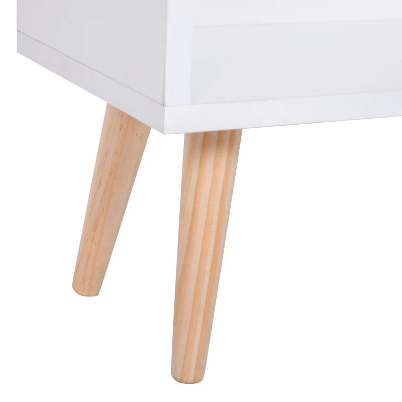 Modern White Sideboard Bookshelf - Free Standing Bookcase with Adjustable Shelves, Wooden Legs & Two Doors for Stylish Storage