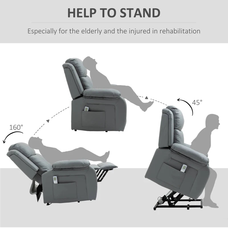 Electric Recliner Chair with Massage and Heat for Elderly, Power Lift Armchair with Remote Control and Extended Footrest