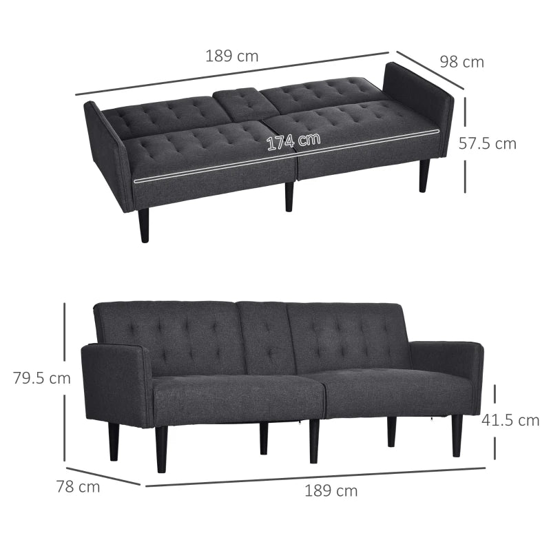 Grey Three-Seater Sofa Bed with Cupholders for Comfort and Style in Your Living Room