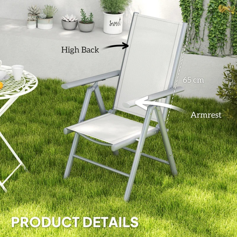 Set of Two Light Grey Aluminium Folding Chairs - Compact and Lightweight Design
