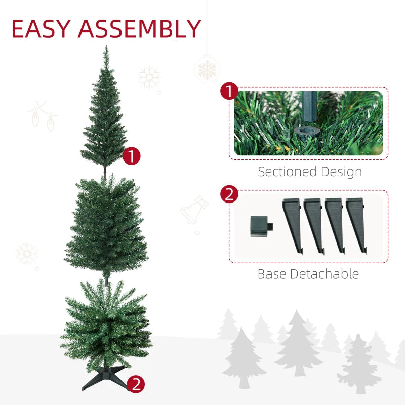 6ft Unlit Pencil Slim Artificial Christmas Tree - Realistic Green Branches with Sturdy Stand for Holiday Decor