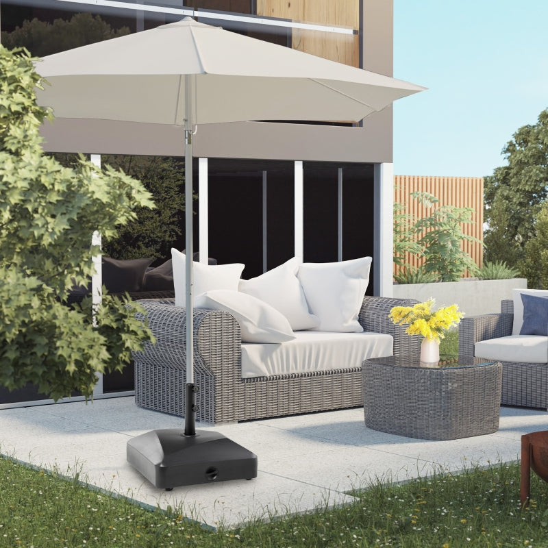 Black Garden Parasol Base Holder, 43kg Water or 60kg Sand Filled, Umbrella Stand with Wheels and Brakes