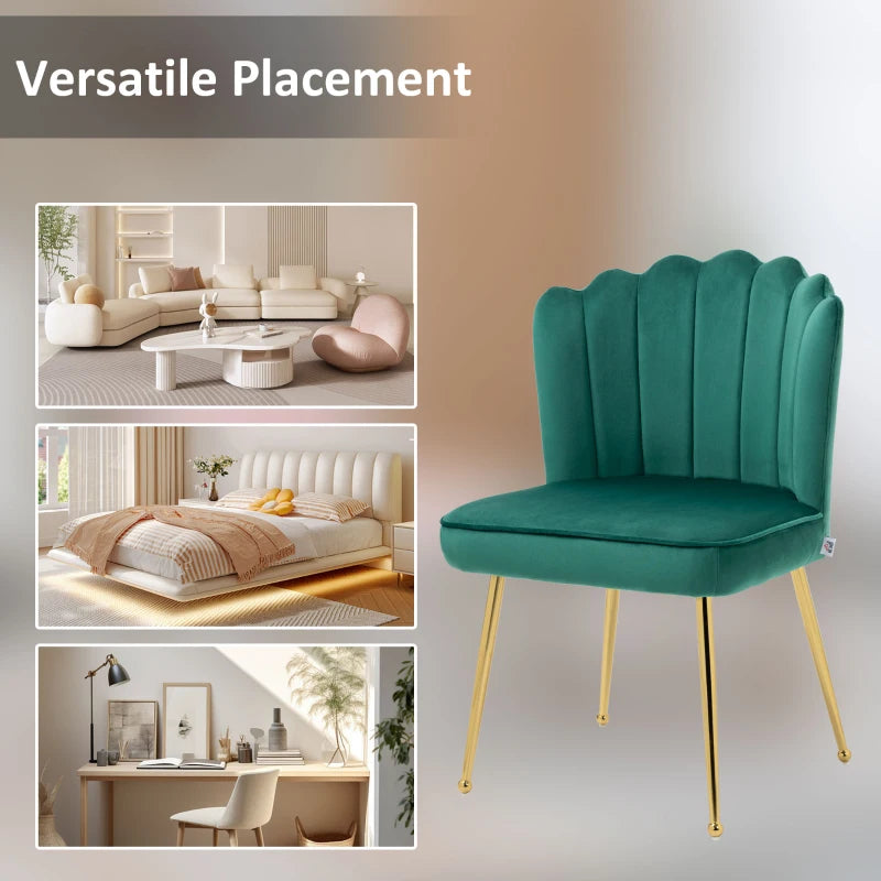 Velvet-Feel Green Shell Accent Chair for Stylish Living Room Decor